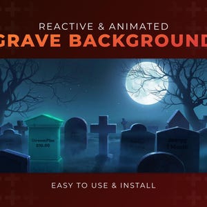 Interaktiver Gräbhintergrund | VTuber Bereit | Twitch Stream Elements OBS | Voll animiert | Anime Hand gezeichnet | Einfache Anpassung der Installation