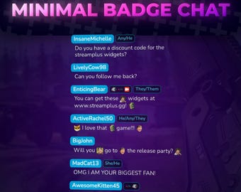 Twitch Badge Chat with Pronouns | Minimal Modern Design | Show Chat Messages With Emotes