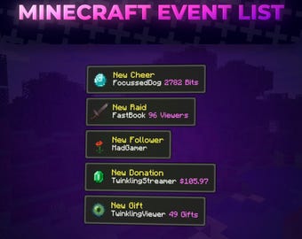 Lista över evenemang i Block Game | Perfekt för livestreams av spel | Nostalgikänsla | Fördjupa evenemang i spelet | Twitch OBS Streamelements-chatt