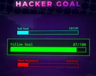 Hacker Goal Widget för Twitch | 20+ måltyper, donationer, följare, prenumerationer och mer!