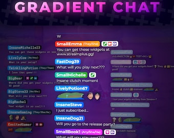Twitch Gradient Chat with Pronouns | Streaming Widget with Smooth Animations | Role Specific Colors & Designs