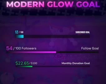 Modern Glow Goal for Twitch | Display Your Current Goals | Follows Donations & More!