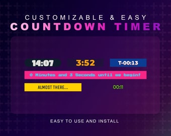 Customizable Countdown Timer | Fully Adjustable To Fit Your Theme/Brand | Perfect For Live Streamers | Twitch Streamelements | Starting Soon
