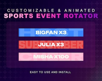 Pro Sports Events Rotator | Fully Animated And Customizable | Perfect For Livestreaming On Twitch | Follow Cheer Sub Tip Host Raid