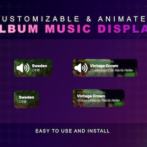 Minimal Album Music Display | Show Your Live Spotify Music | Streamelements Widget | Twitch And YouTube Streaming | Soundcloud Deezer & More