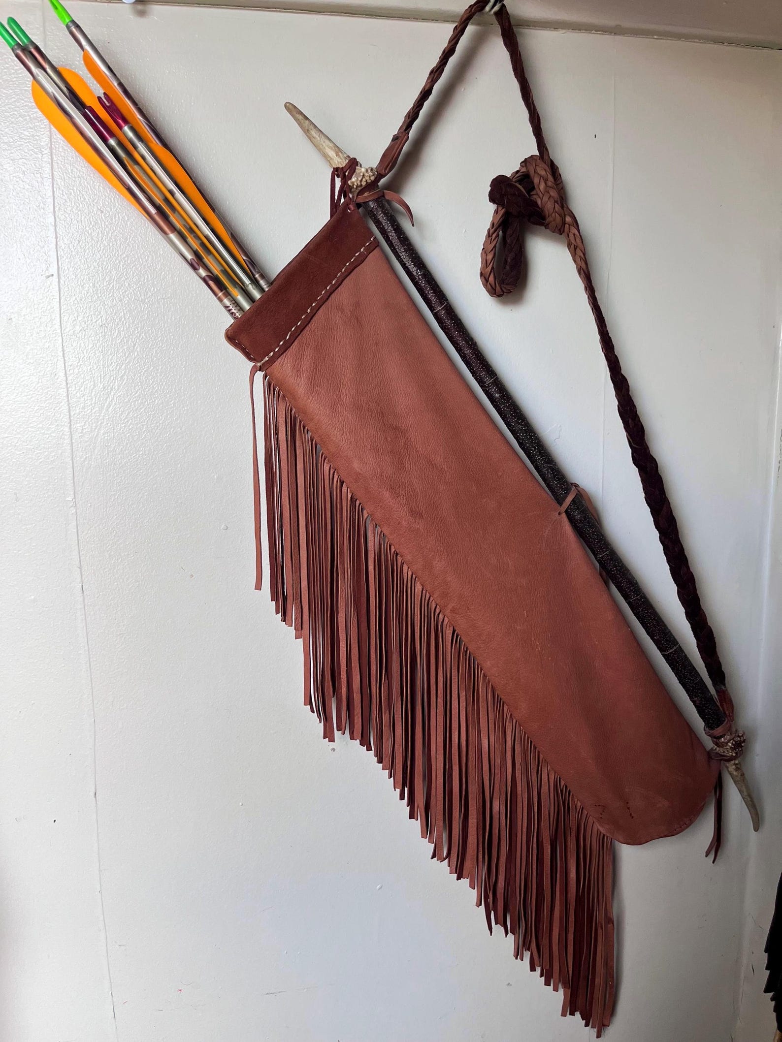 Handmade Buckskin Quiver With Fringe and Braided Strap  Traditional ...