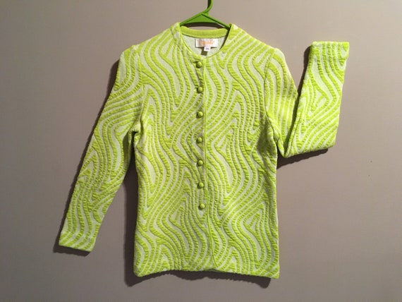 vintage cardigan, Catalina California, yellow and