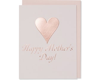 Mother's Day Card, Appreciation For Mom, Heart Moms Day, Luxury Card, Elegant Gift, Love For Mom, Keepsake Card, Rose Gold Foil Card