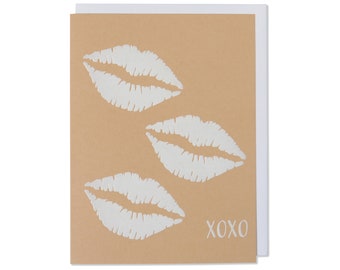 XOXO Lip Card, Hugs & Kisses, Valentines Day Card, Romantic Anniversary Card For Husband, Paper Hug, Birthday Wishes, Celebrate Friends