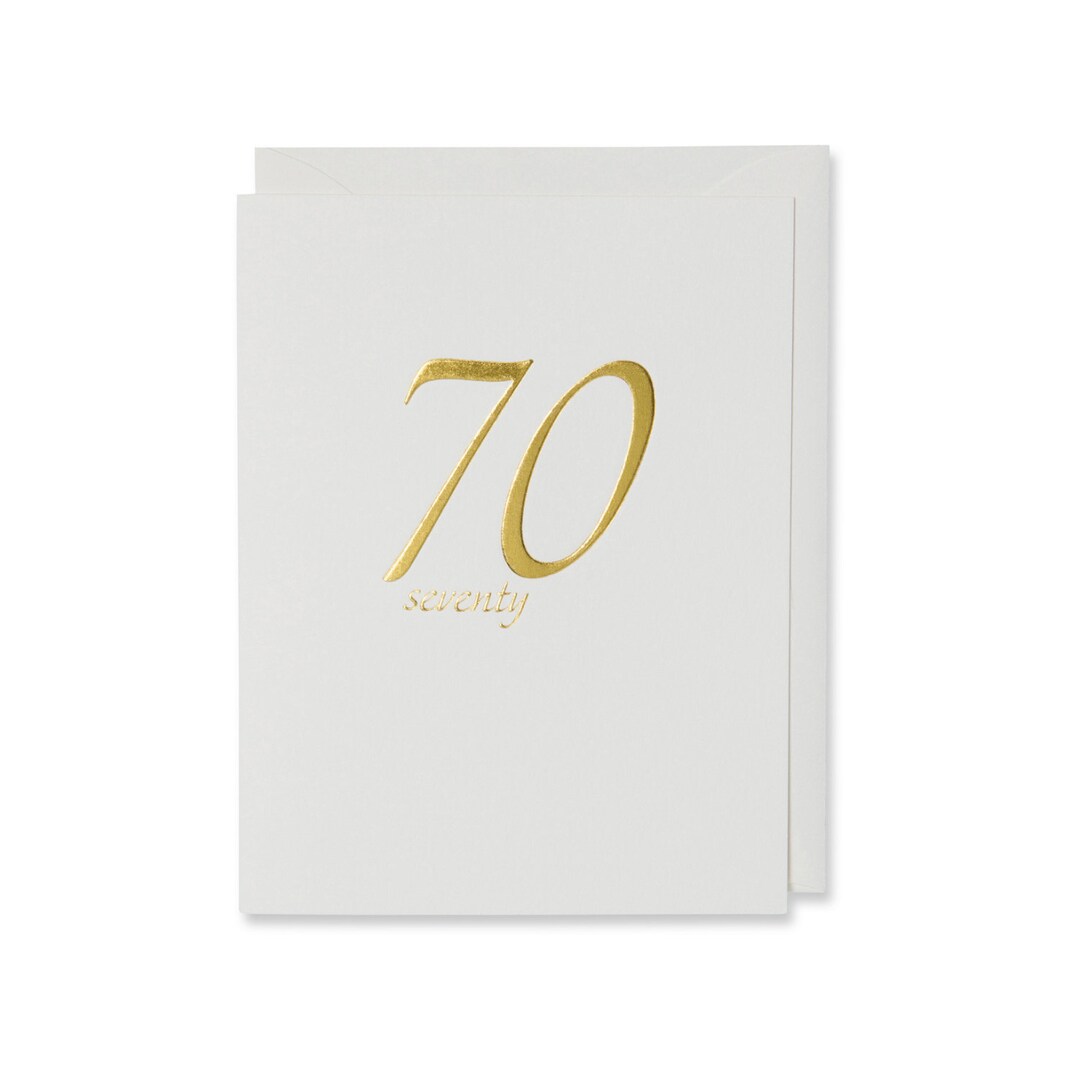 70th Birthday Card – Seventy – Anniversary Card, Gold Foil Embossed ...