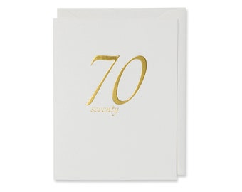 Celebrate "70" in Golden Style: Embossed Foil Birthday Card, Luxury Gold Foil "70th" Birthday Card (Write Your Message Inside)