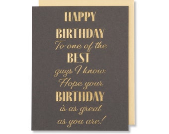 Happy Birthday Boyfriend Card, Quote For Man, Male Friend Card, Birthday Wishes For Husband, Gold Foil