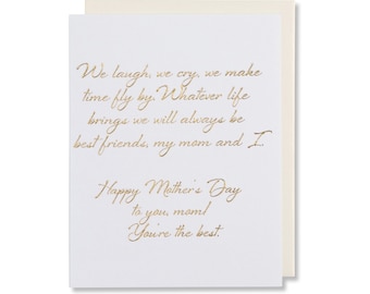 Mother's Day Card, Love You Mom, Sentimental Mother Card, Happy Mothers Day, Life Quote Mother Card From Daughter, Gold Foil Embossed