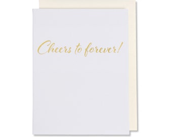 Elegant Wedding Card For Bride And Groom, Cheers To Forever, Romantic Congratulations Card, Simple Celebrating Love, Best Wishes Anniversary