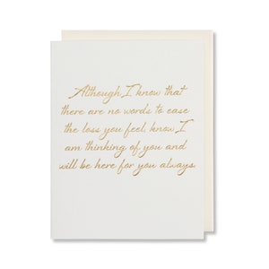 Sympathy Card – Think of You, Gold Foil Embossed Letterpress Design