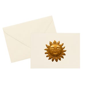 Note Card – Sun Face Design, Copper Foil Letterpress Stationery