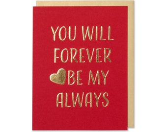 Happy Valentine's Day Card For Him, Anniversary Card For Husband, Forever Love Card For Wife, Romance Card For Him, Gold Foil