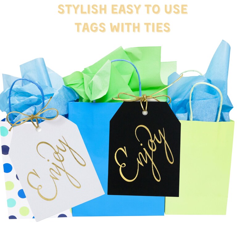 Enjoy Gift Tags With Ties Birthday Gift Bag Tag Party Favor Etsy