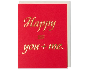 Foil Anniversary Card For Husband, Valentine's Day Card Wife, Happy You + Me Card, Birthday Wishes, Unique Gift For Him, Luxury Love Card