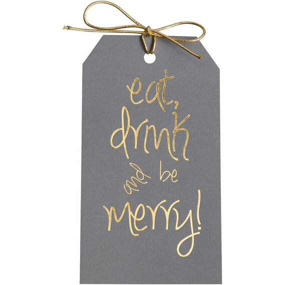 Eat Drink And Be Merry Black & White Tags Pack of 10 - WowWordZ