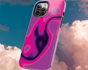 Custodia per iPhone Aura astratta rosa viola - Custodia resistente per telefono