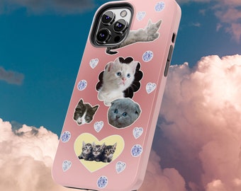 Coquette Kitten Collage Pink iPhone Case - Tough Phone Case