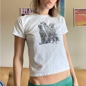Classic Vintage Print Pups Y2K Baby Tee