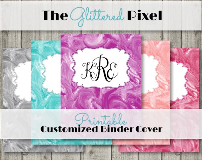 Printable Binder Covers Marble Collection Custom Binder Inserts Colored ...