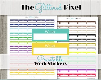 Autocollants planificateur imprimables - Autocollants Erin Condren Planner - Autocollants de travail- Boîtes de planificateur - Boîtes de travail - Téléchargement instantané