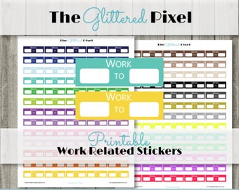 Druckbare Planner Aufkleber - Erin Condren Planner Aufkleber - Arbeit bezogene Aufkleber - Planner Boxen - Arbeitszeit Aufkleber - Instant Download