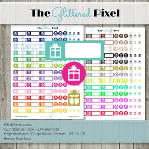 Printable Planner Stickers - Birthday Stickers - Present Stickers - Party Stickers - Instant Download