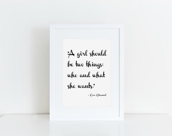 A Girl Should Be 2 Things Print / Coco Channel Print / Channel Print / Typographic Print / Instant Download