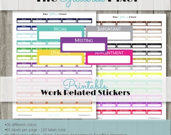 Autocollants planificateur imprimables - Autocollants Erin Condren Planner - Autocollants liés au travail - Boîtes de planificateur - Autocollants de réunion - Téléchargement instantané