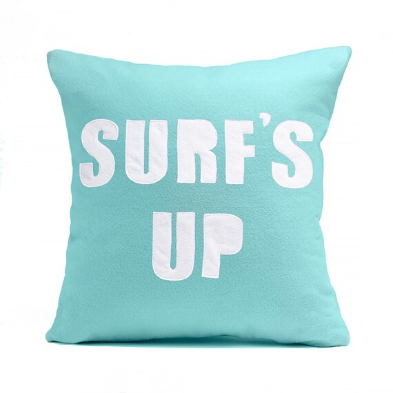 Surfs Up Quote Pillow Cover Felt Throw Pillow Beach Themed Etsy