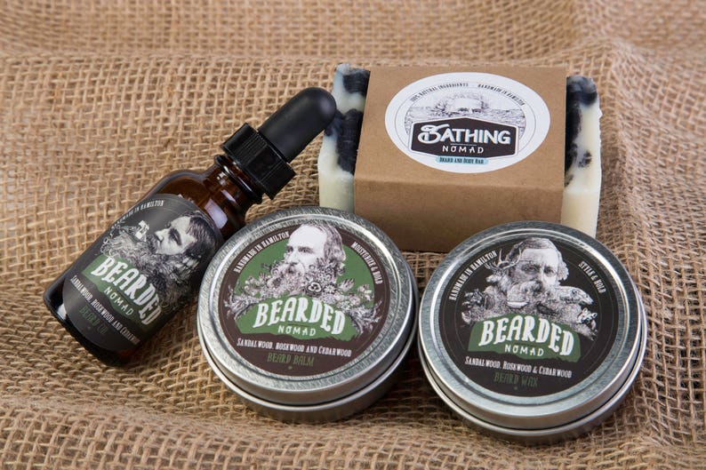 Bearded Nomad's Beard Oil, Balm, Wax and Soap Combo Pack image 1