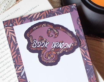 Purple Book Dragon Kindle Sticker for Fantasy Booktok Readers