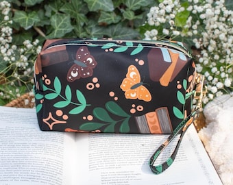 Bookish Cosmetic Bag and Pencil Zipper Pouch | Burgundy Books