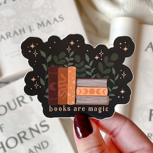 Books Are Magic Waterproof Sticker | Bookish Laptop and Water Bottle Sticker | Book Lover Gifts | Fantasy Books Aesthetic | 3”x2.8”