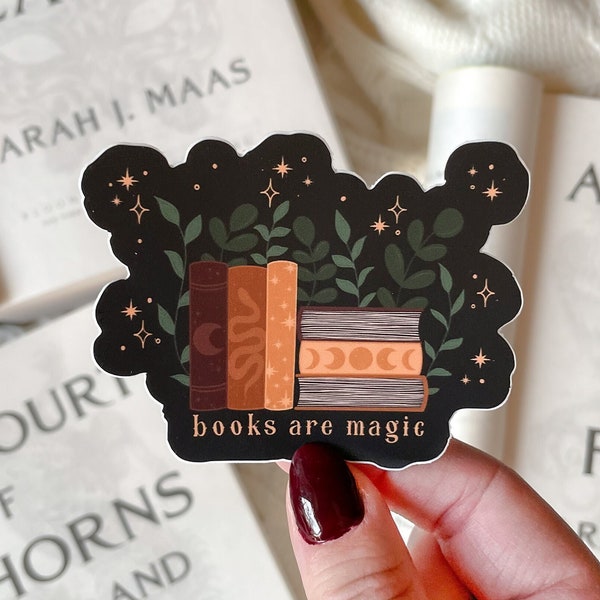 Books Are Magic Waterproof Sticker | Bookish Laptop and Water Bottle Sticker | Book Lover Gifts | Fantasy Books Aesthetic | 3”x2.8”