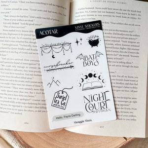 ACOTAR Bookish Sticker Sheet | A Court of Thorns and Roses | Waterproof Stickers | SJM Book Worm Gifts | Reader Decals | 9 Stickers | 6"x4"