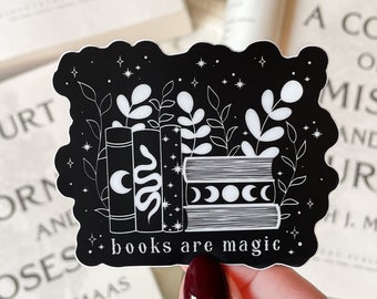 Books Are Magic Waterproof Sticker | Bookish Laptop and Water Bottle Sticker | Book Lover Gifts | Fantasy Books Aesthetic | 3”x2.8”