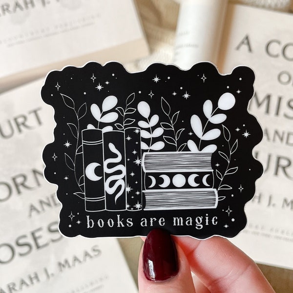 Books Are Magic Waterproof Sticker | Bookish Laptop and Water Bottle Sticker | Book Lover Gifts | Fantasy Books Aesthetic | 3”x2.8”