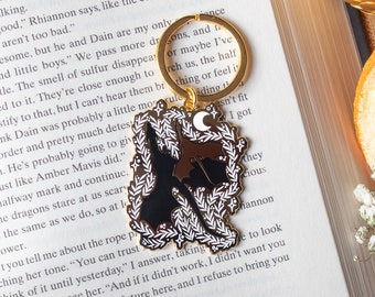 Double Trouble Hard Enamel Keychain | Fourth Wing Merch | Licensed | Bookish Keychain | Fantasy Reader Gifts | Tairn and Andarna | Dragons