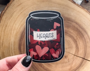 Jar Of Hearts Waterproof Laptop and Water Bottle Sticker | Valentines Day Sticker | Love Sticker | Couples Sticker | 3x2.2