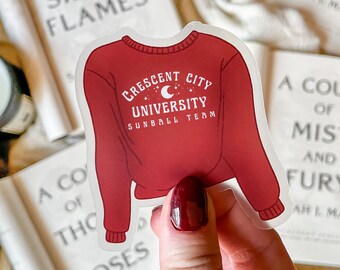 Crescent City University Sunball Team Waterproof Sticker | Lunathion Sticker | Bookish Laptop Sticker | Bookish Gift | SJM | 3"x2.6"