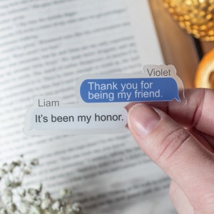 Fourth Wing Liam Violet Text Exchange Sticker | Licensed | Bookish Waterproof Vinyl Sticker | Fantasy Reader | Book Lover Gift | 3”x1.2&quot;