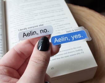 Aelin, No /  Aelin, Yes Text Exchange Waterproof Sticker | Bookish Kindle Sticker | Throne of Glass Merch | Book Worm Gifts | 3"x1.2"
