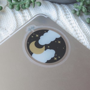 Celestial Night Sky Embroidery Hoop Waterproof Sticker | Galaxy Portal Laptop and Water Bottle Sticker | Whimsical Moon Decal | 3"x2.9"