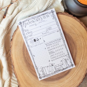 Book Review Notepad | 5&quot;x8&quot; | Black and White Reading Notepad | Bullet Journal Pages | Bookish Gift | Book Lover Notepad | Reader Stationery