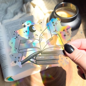 Magical Open Book Suncatcher Window Sticker | Celestial Book Rainbow Maker Decal | Mystical Window Sticker | Fantasy Magic Window | 4"x3.1"